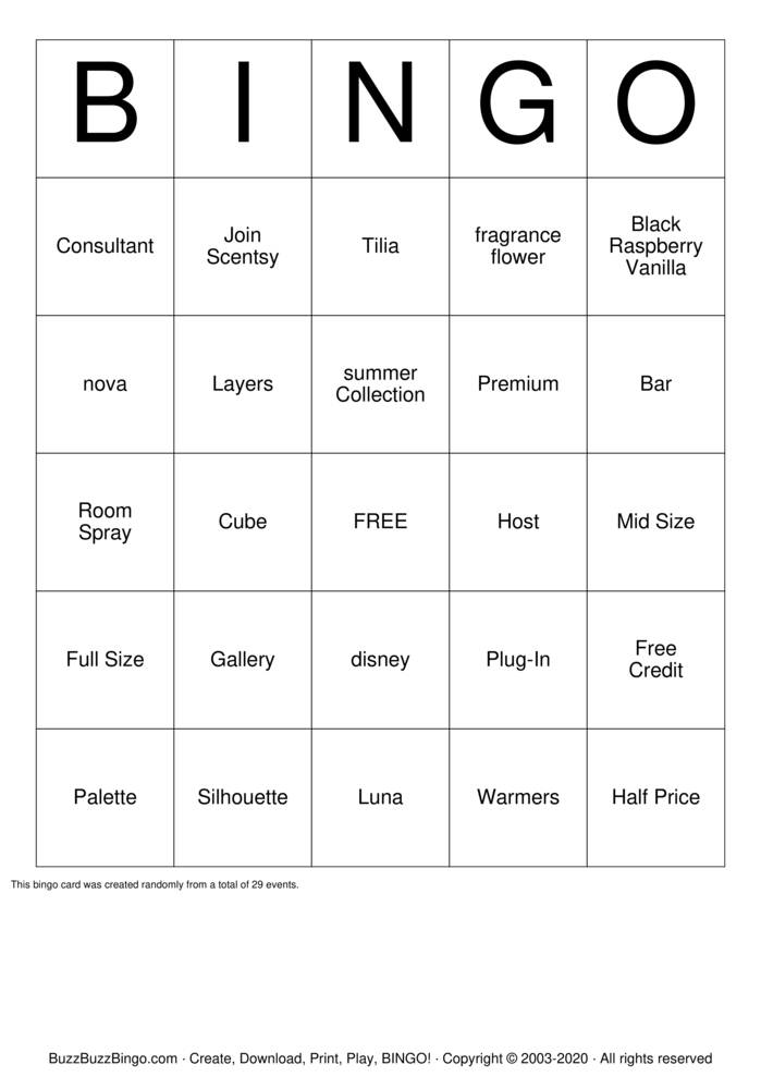 Scentsy Bingo Cards to Download, Print and Customize!