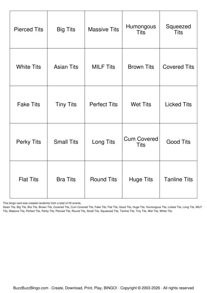 Download Free Tits Bingo Cards
