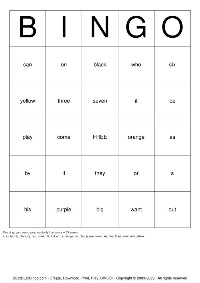 Download Free Vocabulary Bingo Cards Download Free Vocabulary Bingo Cards