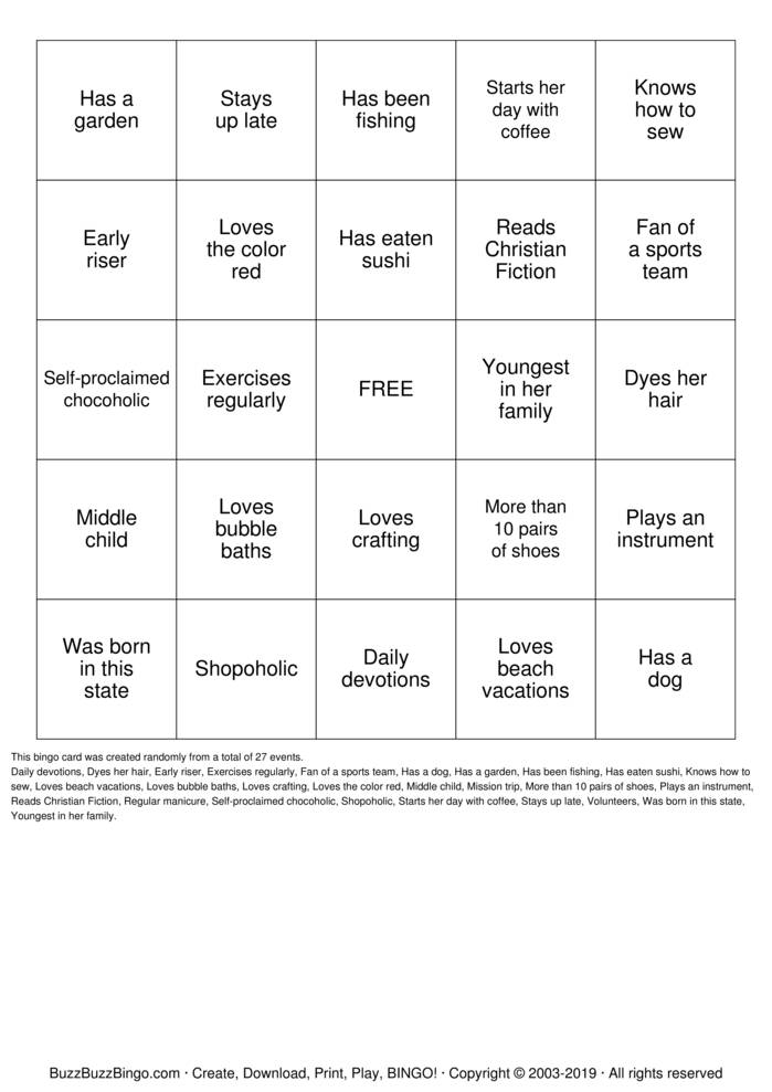 WOMEN'S MINISTRY BINGO Bingo Cards to Download, Print and Customize!