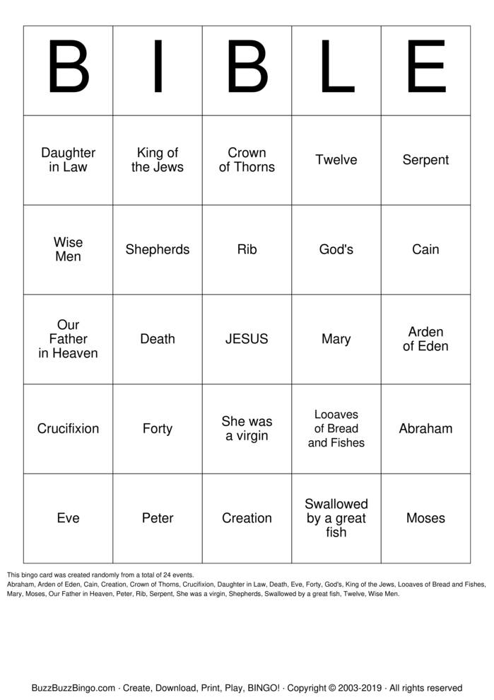 BIBLE Bingo Cards To Download Print And Customize 