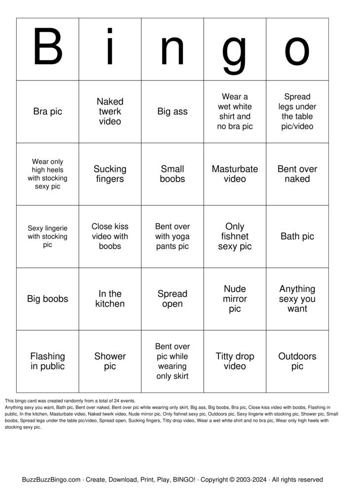 Download Free Bingo nude pics (unless stated otherwise Bingo Cards