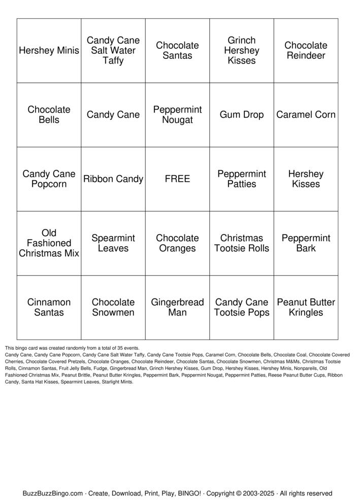 Download Free Candyland  Bingo Cards