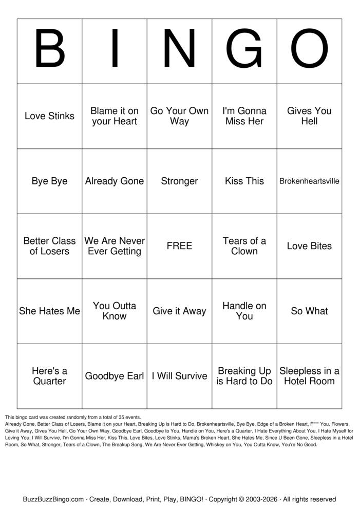 Download Free Custom Bingo Cards Download Free Custom Bingo Cards