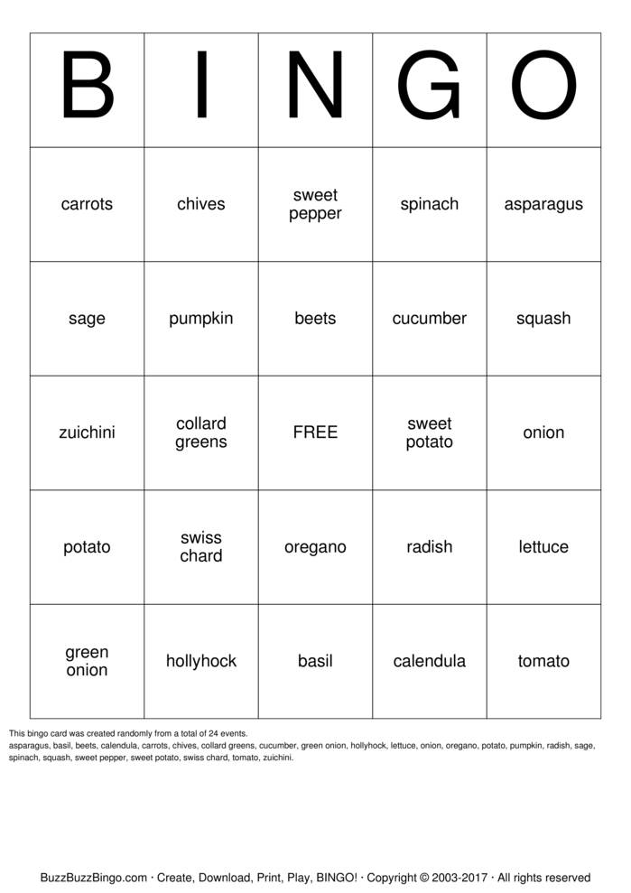 Garden Bingo Cards to Download, Print and Customize!