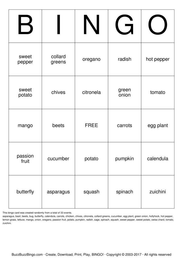 Garden Bingo Cards to Download, Print and Customize!
