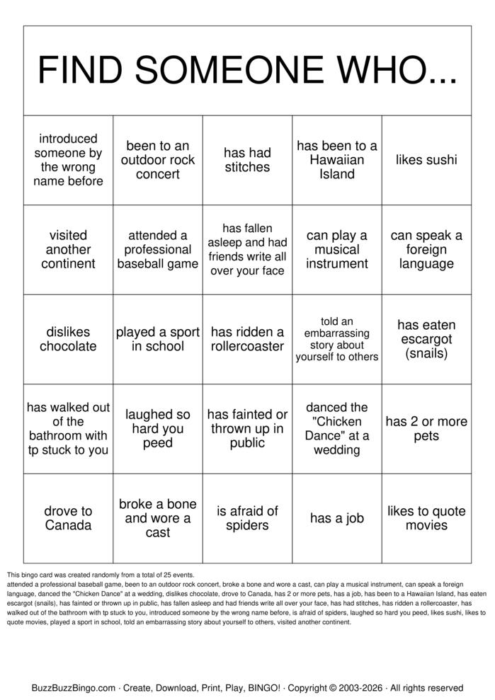 Download Free Getting to Know You! Bingo Cards