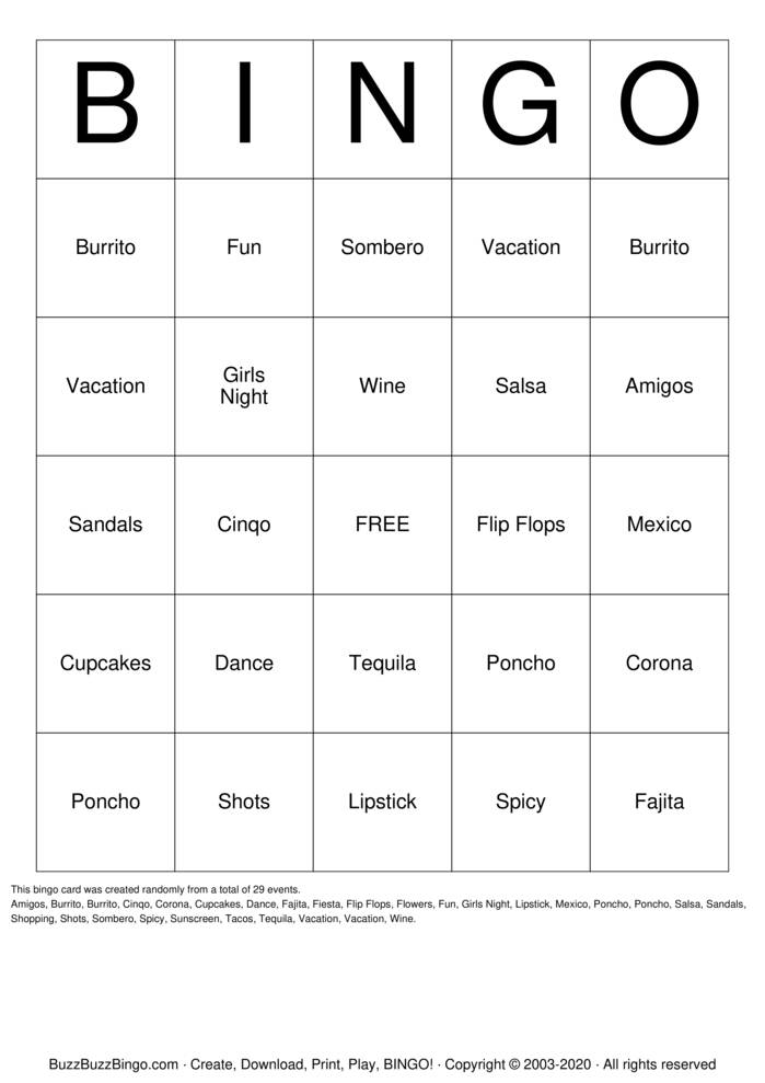 Download Free Kayla's Bday Cinqo De Mayo Bingo Bingo Cards