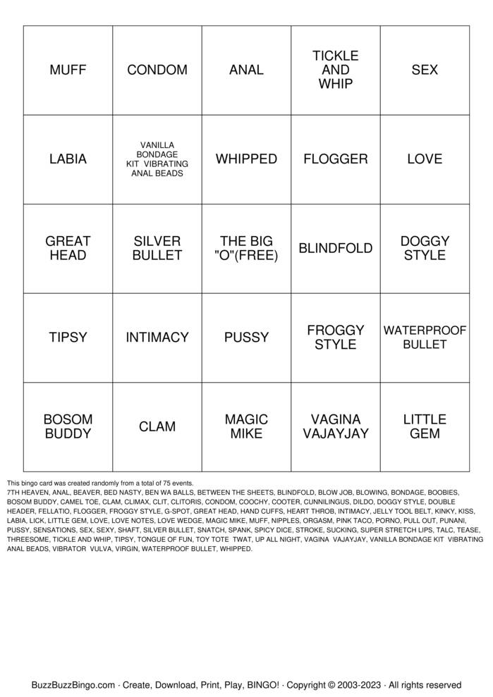 Download Free Naughty Bingo  Bingo Cards