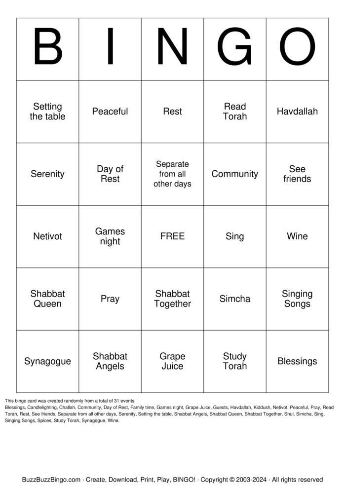 Download Free NetivOneg Bingo Bingo Cards