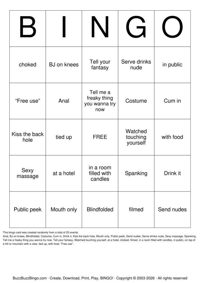 Download Free Sex Bingo Cards Download Free Sex Bingo Cards