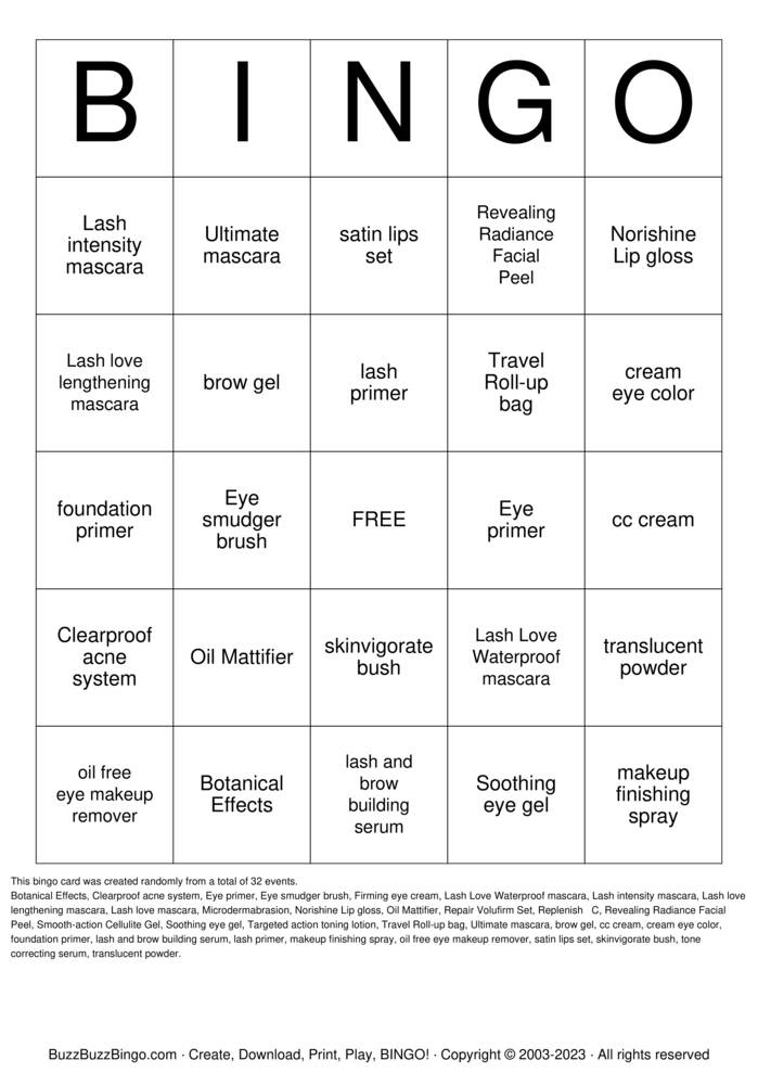 Download Free Custom Bingo Cards