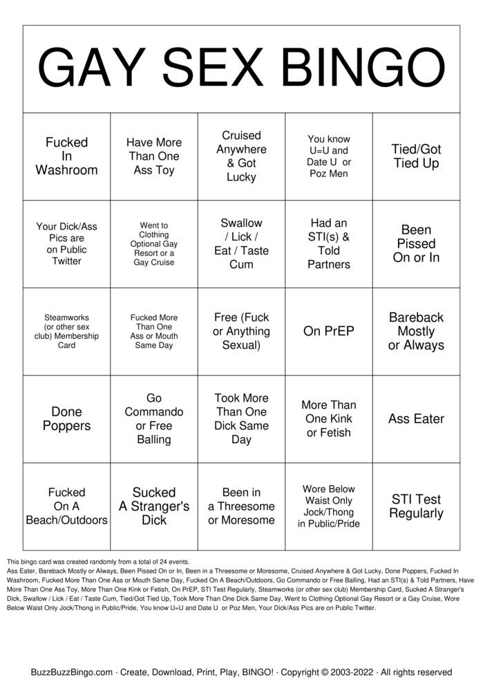 Download Free Dirty Gay Bingo! Bingo Cards