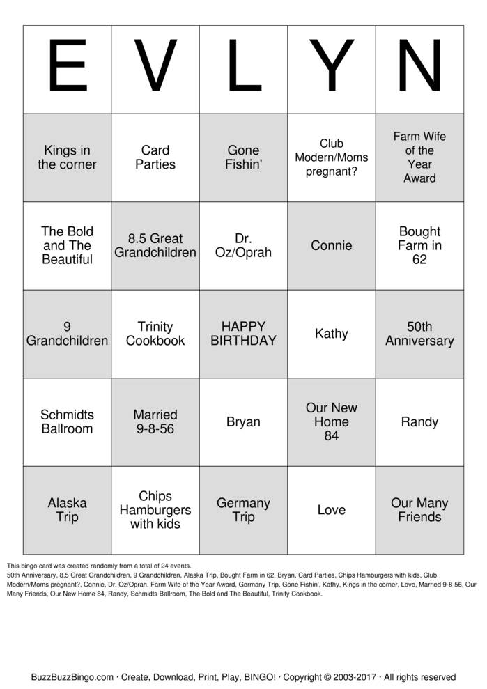 Download Free Family Bingo Cards