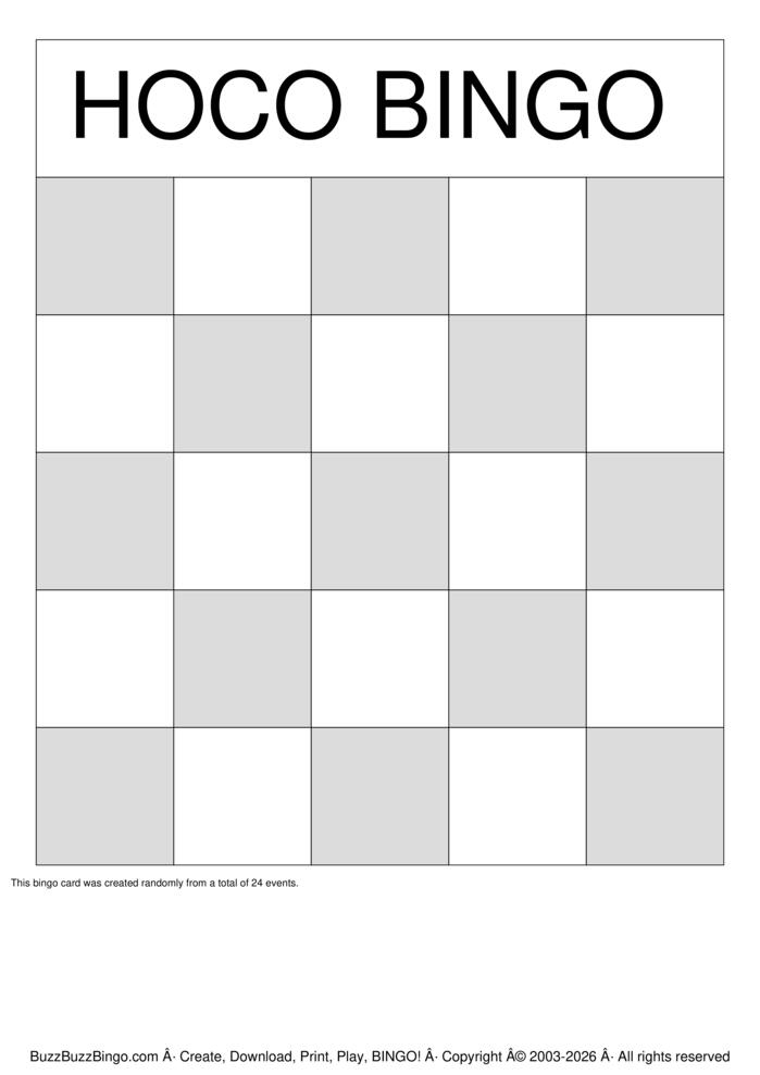 Download Free HOCO BINGO  Bingo Cards