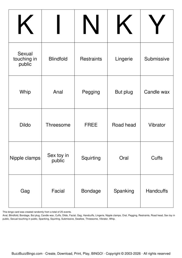 Download Free Kinky Bingo Cards Download Free Kinky Bingo Cards