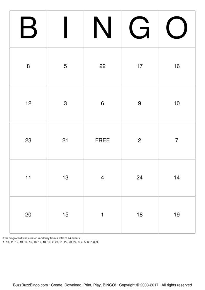 Download Free Math Bingo Cards