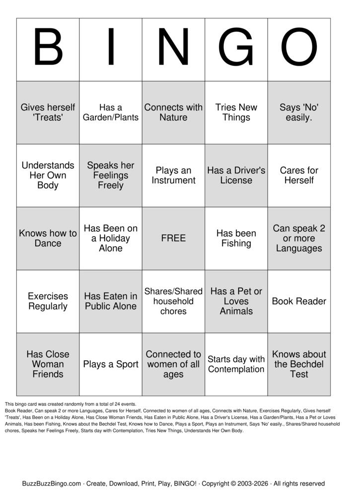 Download Free Powerful Woman Bingo Cards