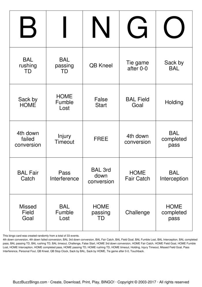 Superbowl Bingo Cards to Download, Print and Customize!