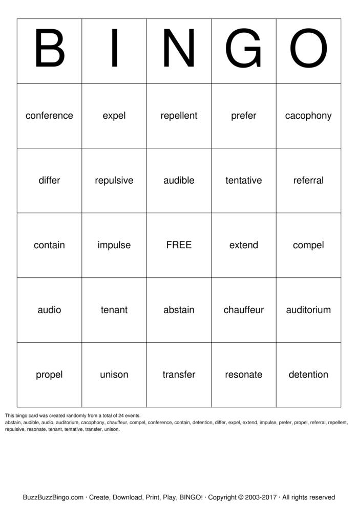 Vocab Bingo Cards to Download, Print and Customize!