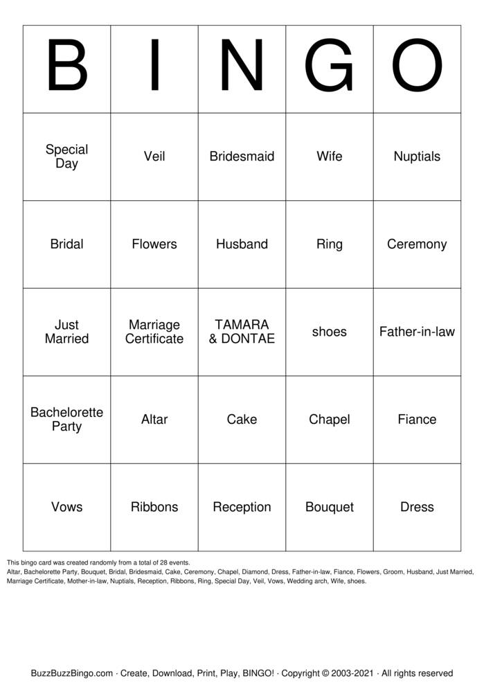 Wedding Ceremony Bingo Cards to Download, Print and Customize!