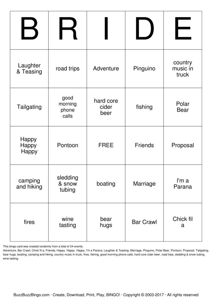 Bridal Shower Bingo Cards to Download, Print and Customize!