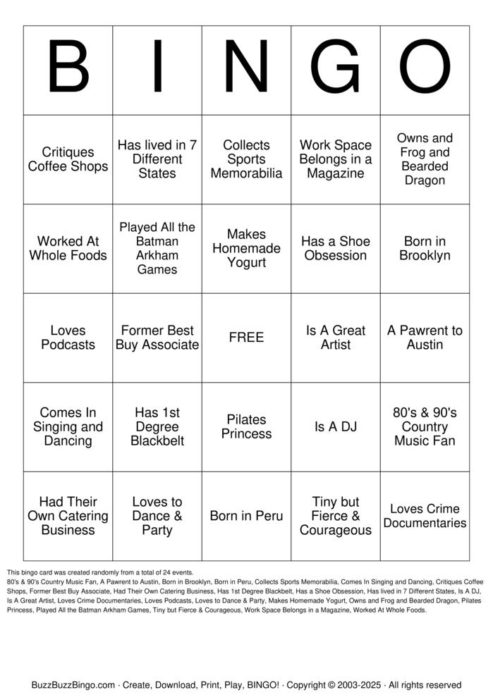 Download Free Custom Bingo Cards
