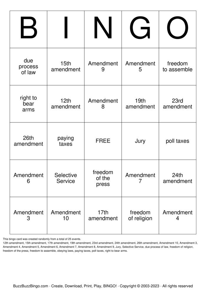 Download Free Custom Bingo Cards