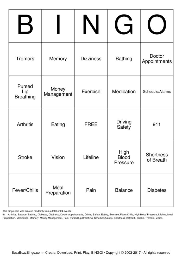 Download Free Medication Safety  Bingo Cards