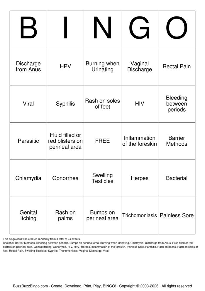 Download Free STI Bingo Cards