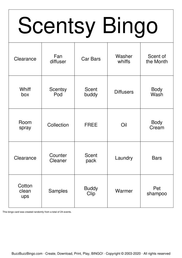 Scentsy Bingo Cards to Download, Print and Customize!