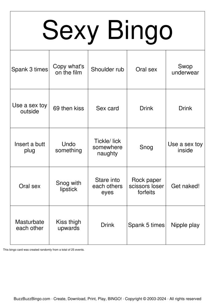 Download Free Spicy Bingo Cards Download Free Spicy Bingo Cards