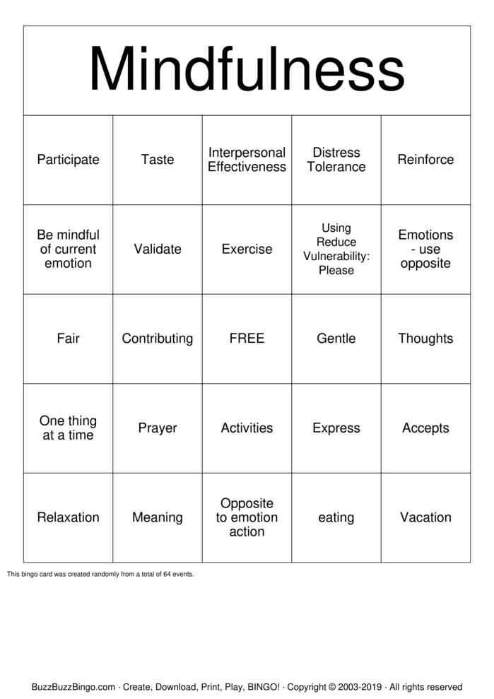 Mindfulness Bingo Cards To Download Print And Customize 