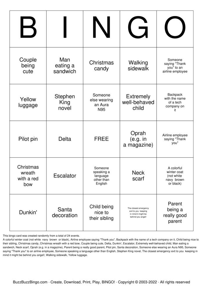 Airport Bingo Cards to Download, Print and Customize!