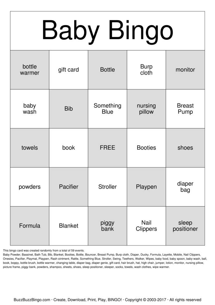 Baby Shower Bingo Cards to Download, Print and Customize!