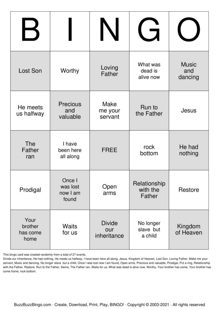 Download Free CHRISTIAN Bingo Cards Download Free CHRISTIAN Bingo Cards