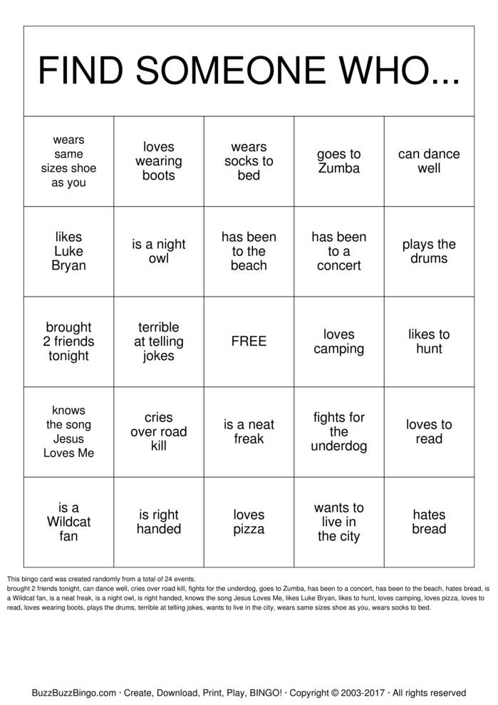 Get To Know Bingo Printable - Free Printable Download