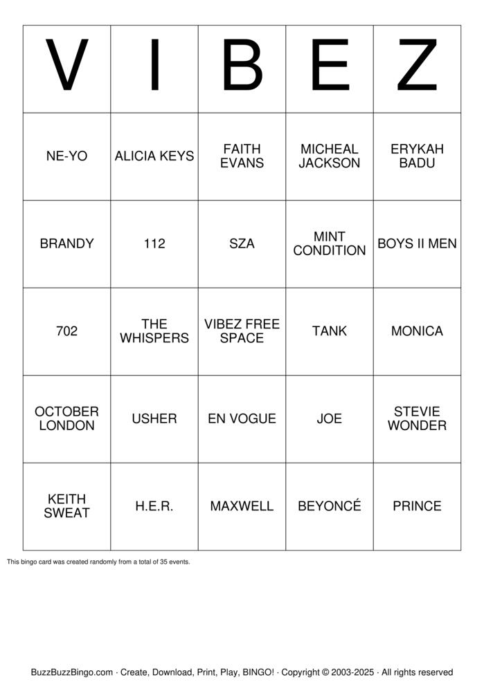Download Free KARAOKE AND VIBEZ  Bingo Cards