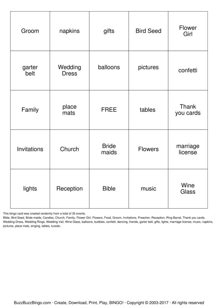 Wedding Day Bingo Cards to Download, Print and Customize!