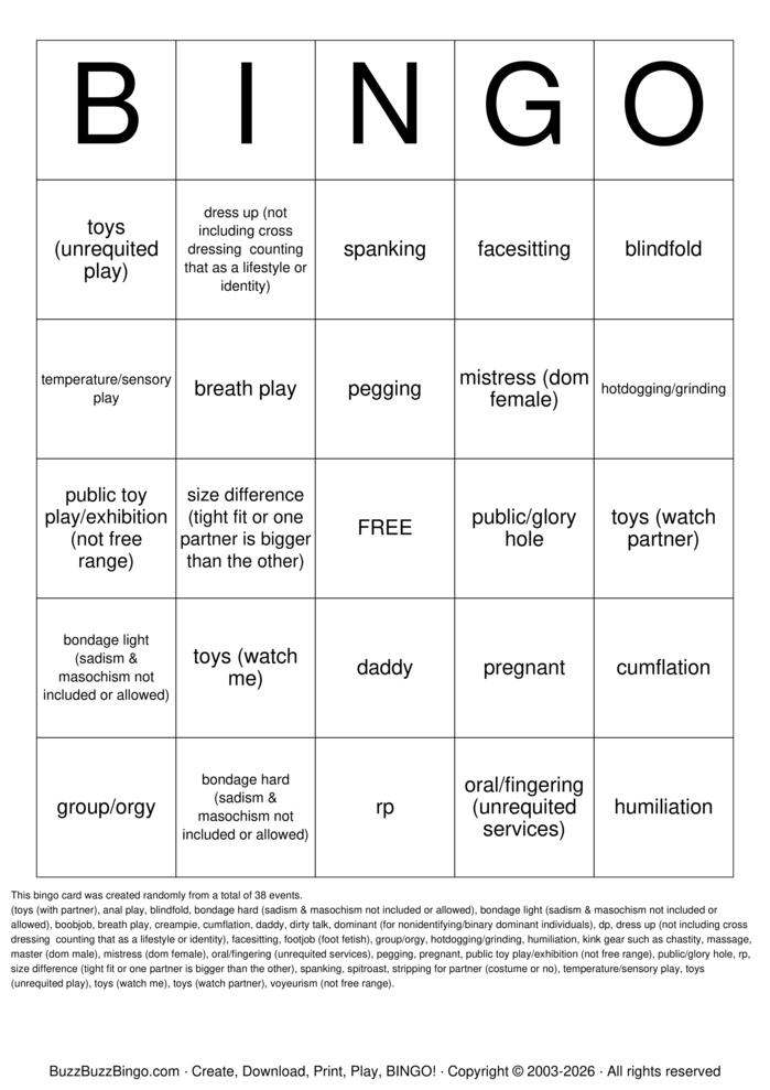 Download Free bdsm bingo Bingo Cards Download Free bdsm bingo Bingo Cards