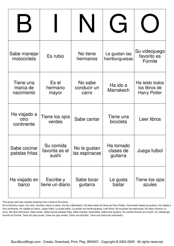 Download Free Bingo de personas Bingo Cards