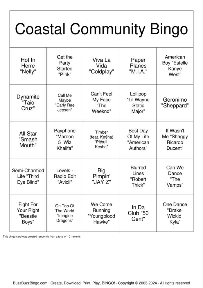 Download Free Custom Bingo Cards