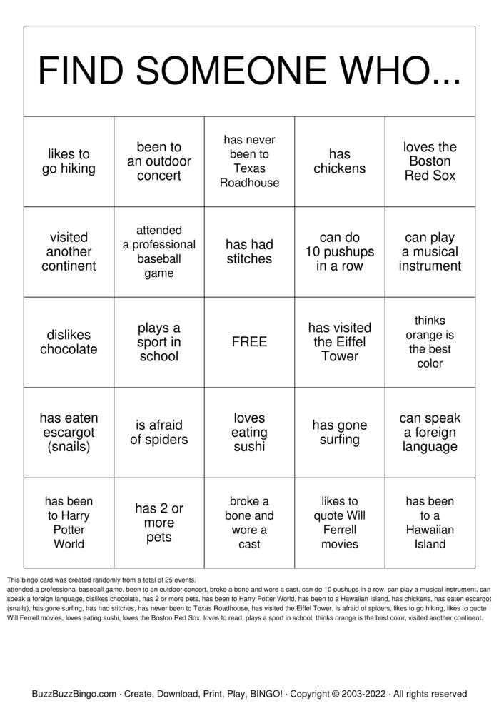 Getting to Know You! Bingo Cards to Download, Print and Customize!