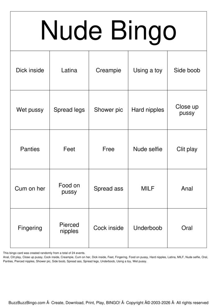 Download Free Nude Bingo Bingo Cards