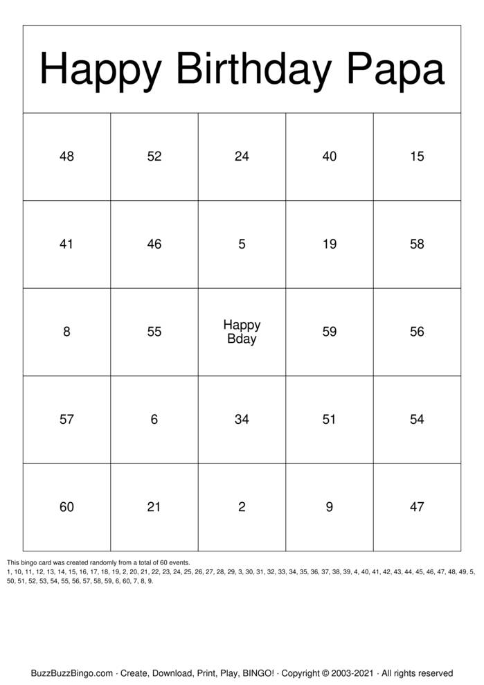 Numbers 1-60 Bingo Cards to Download, Print and Customize!