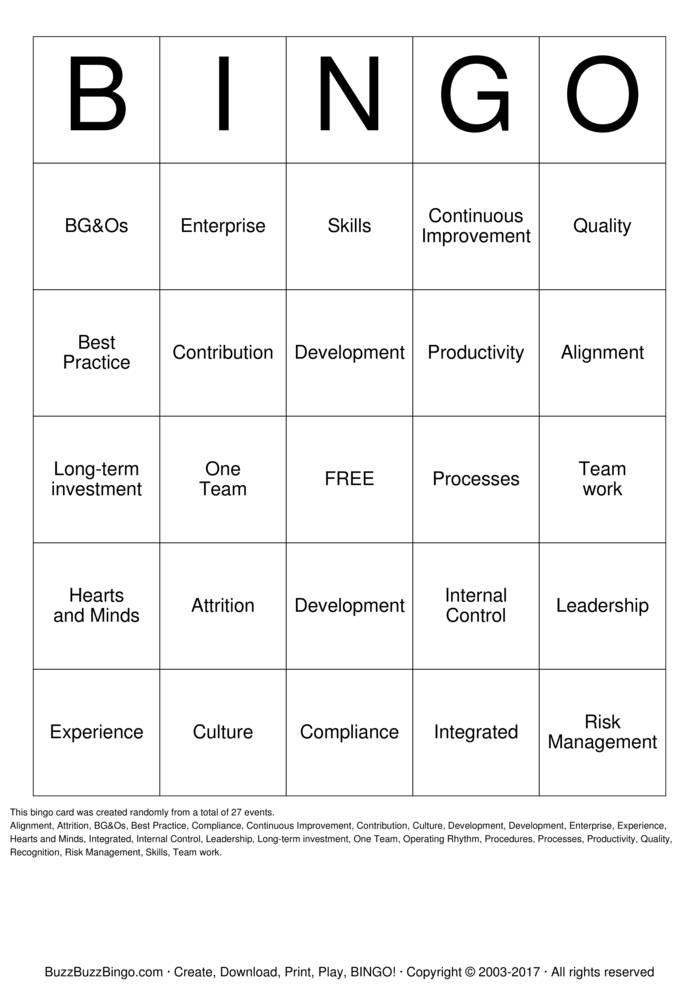 Download Free Office of Internal Governance Bingo Cards