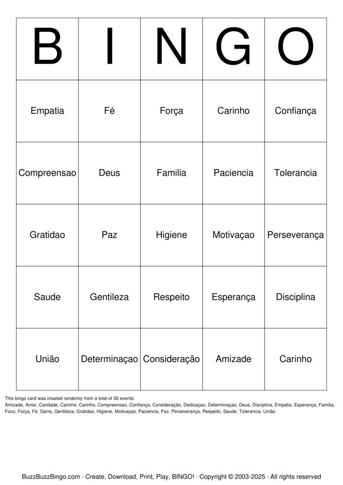 Download Free BINGO DAS PALAVRAS Bingo Cards