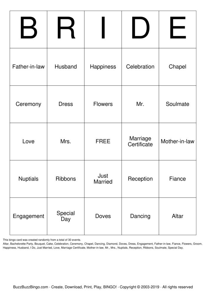 Bridal Shower Bingo Cards to Download, Print and Customize!