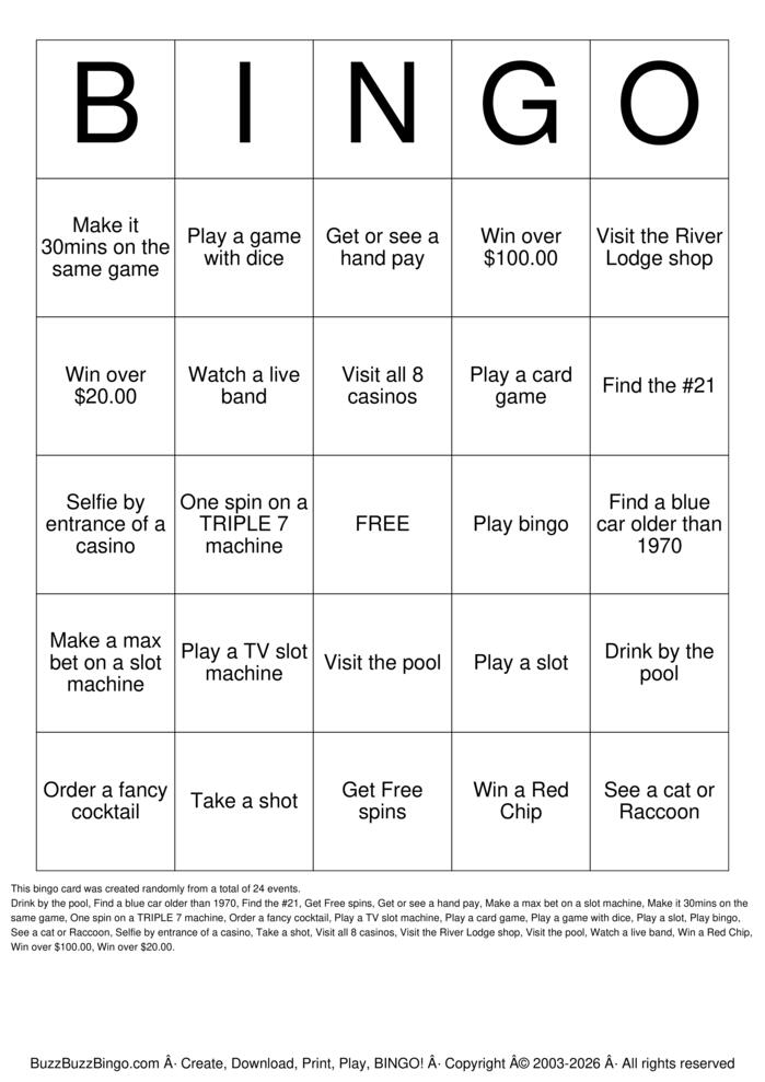 Download Free Casino Bingo Cards