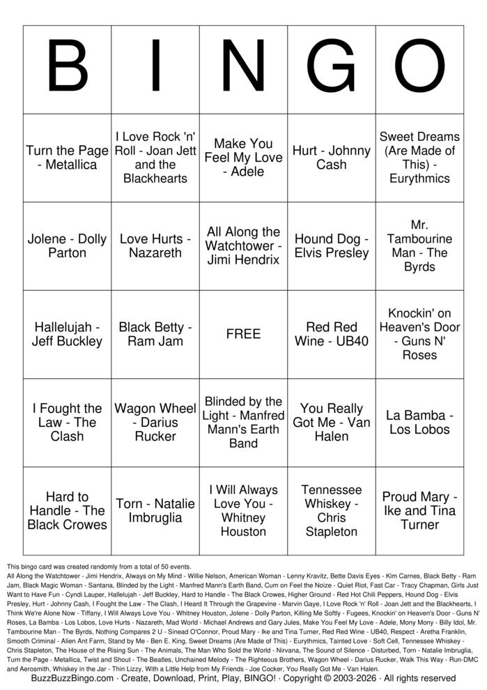 Download Free Cover Songs vs Originals Top 50 Bingo Cards Download Free Cover Songs vs Originals Top 50 Bingo Cards
